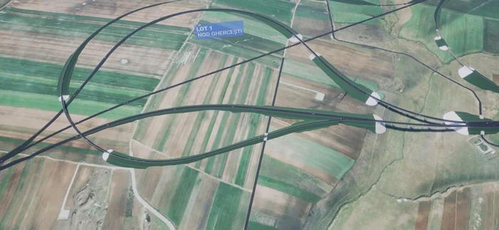 Imagine din satelit a terenurilor pe care se va construi autostrada Craiova-Filiaşi