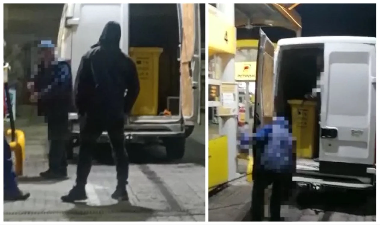 Românii au dat buzna în benzinării şi au umplut tot felul de recipiente, inlcusiv pubele de gunoi, cu benzină FOTO Facebook