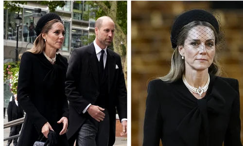 Kate Middleton și William la înmormântare colaj jpg