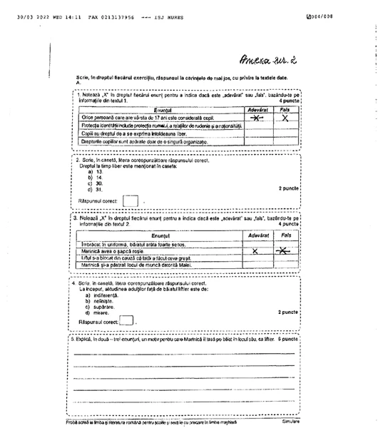 Corectarea prin tăierea cu o linie orizontală a marcajului X