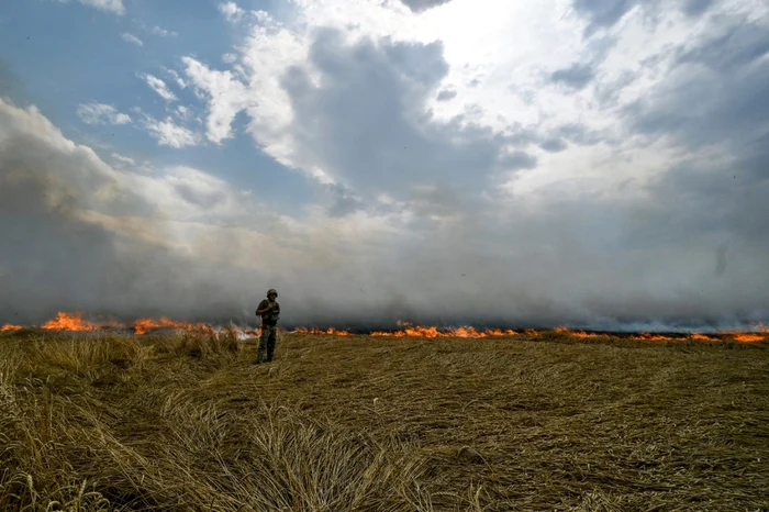 Recolte incendiate pe câmp de armata rusă FOTO Profimedia