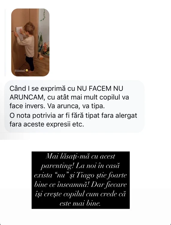 Răspunsul Gabrielei Prisăcariu / foto: Instagram