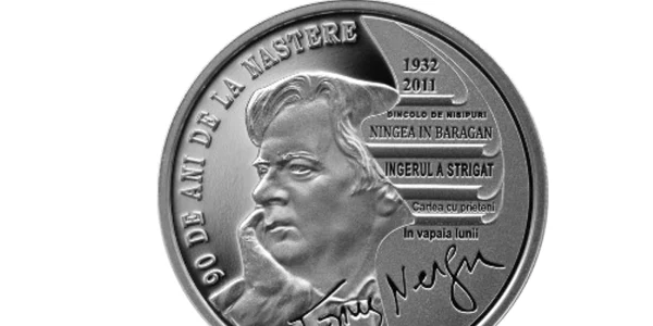 Revers moneda din argint cu tema 90 de ani de la naşterea lui Fănuş Neagu  Foto BNR jpg