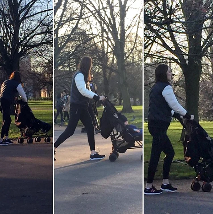 Kate Middleton a fost surprinsă plimbându-se alături de prinţul Louis în partea publică al parcului Kensington