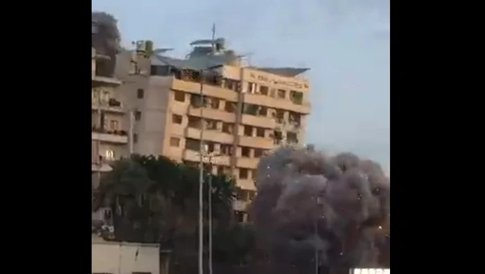 Bloc din Liban distrus în urma unui atac israelian FOTO: captură video