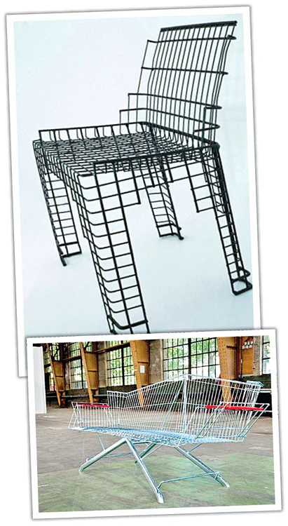 Modelele vedetă din colecţia  olandezului: un scaun cu  spătar şi o băncuţă de grădină