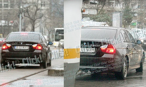 Vedeta a mers cu BMW ul pe şinele de tramvai şi a blocat chiar mijlocul  de transport în comun jpeg