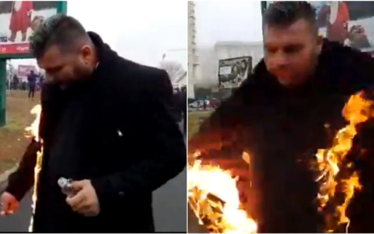 
    Preotul caterisit George Ciulei şi-a dat foc în timpul Slujbei de Sfintire a Catedralei Neamului  