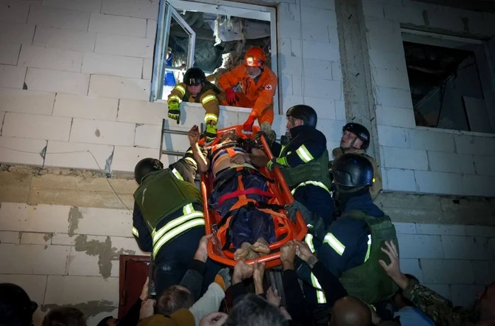 O clădire cu două etaje a fost distrusă în atacul rusesc din Odesa/FOTO:X