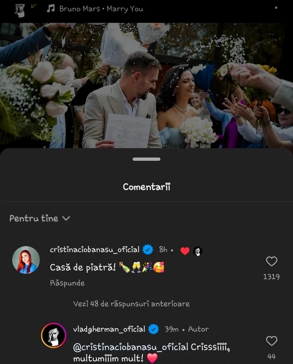 Comentariul Cristinei Ciobănașu / foto: Instagram