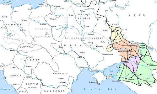 Harta Frontului de Est, în perioada 7 Mai – 18 Noiembrie 1942 (© Wikimedia Commons)