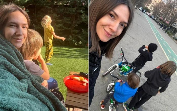 Adela Popescu, alături de copiii săi - Andrei, Alexandru și Adrian / Foto: Instagram