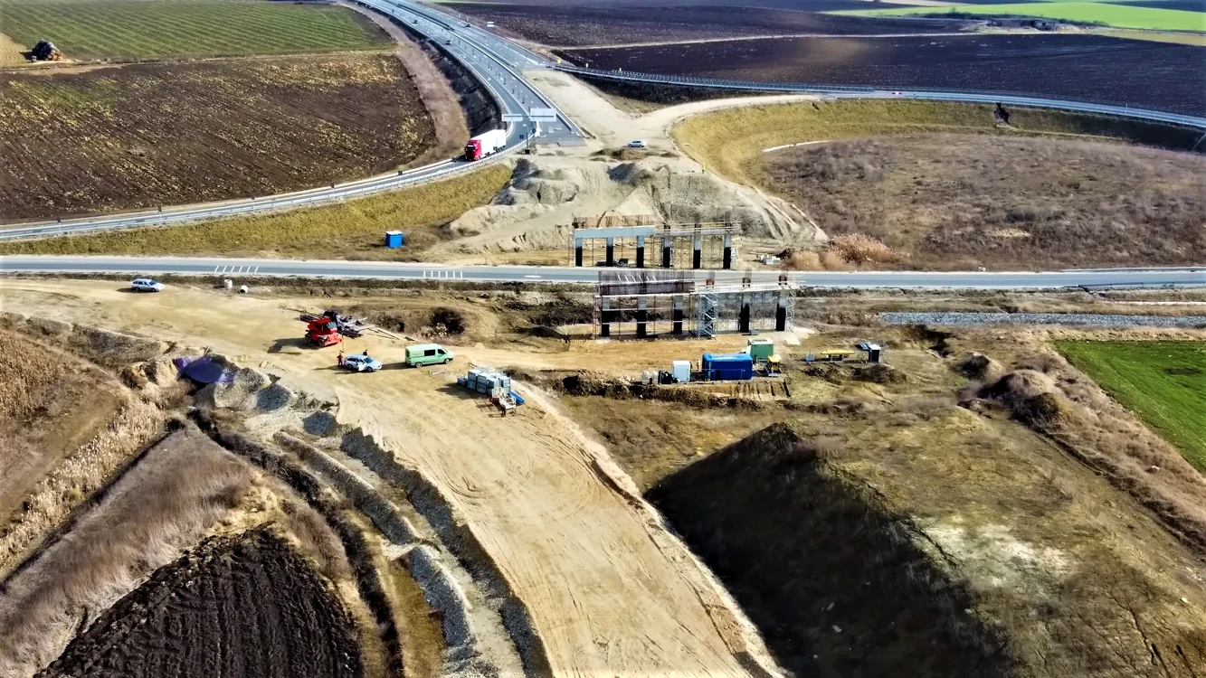 Lucrări pe A3 Chețani-Câmpia Turzii în februarie 2023, Foto: Facebook Asociația Pro Infrastructură