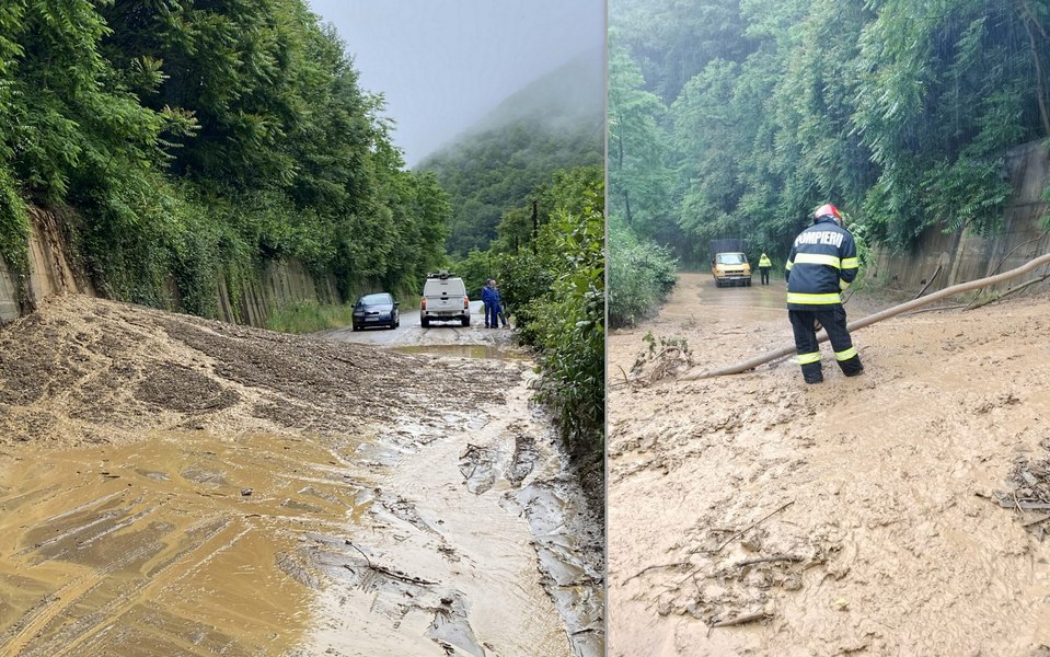 Șosele blocate de torenți în județul Hunedoara. Cod roșu de precipitații în zona de munte