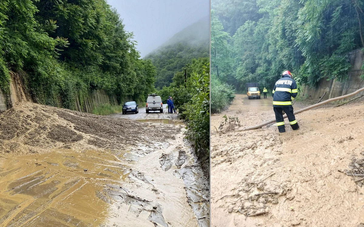 Drum blocat în zona Dăbâca. Foto: Alexandru Cheptrosu / ISU Hunedoara