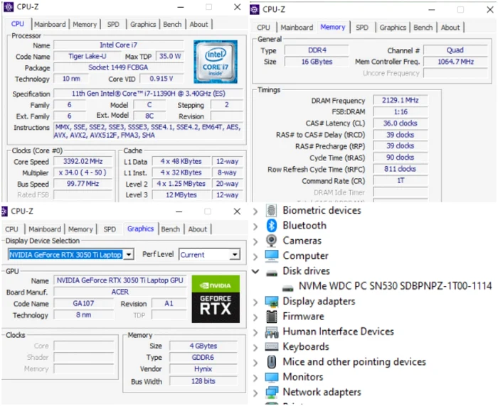 Laptop Acer Swift X specificatii