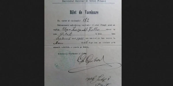 bilet vaccinare 1906 pitesti