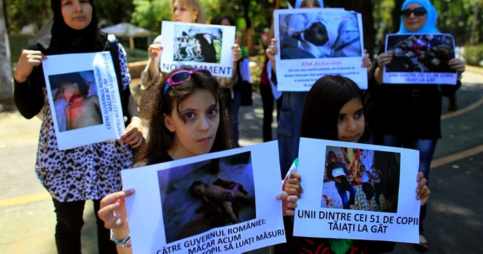 Lacrimile sirienilor care au demonstrat împotriva lui Assad la Bucureşti nu i-au impresionat prea tare pe români FOTO Reuters