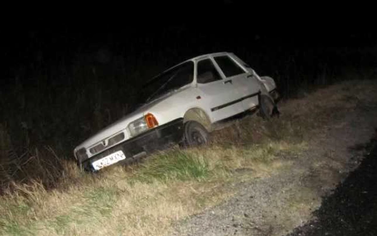 Imprudentul şofer a ajuns cu maşina în şanţ