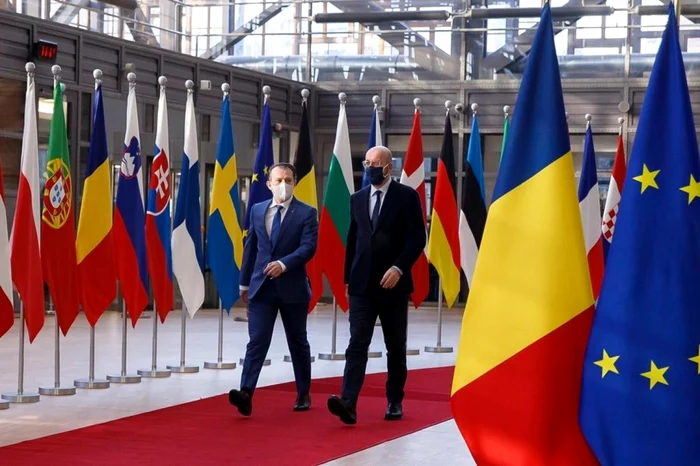 Florin Cîţu a avut vineri, 12 februarie 2021, o întrevedere cu preşedintele Consiliului European, Charles Michel. FOTO: Guvernul României