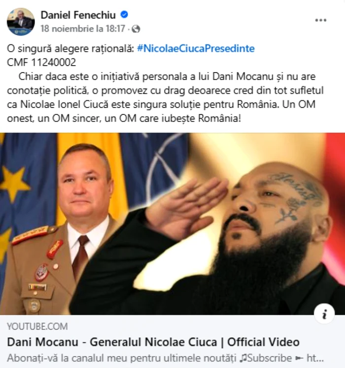 Fenechiu nu se hotărăţte dacă maneaua are sau nu conotaţii politice. Foto Facebook