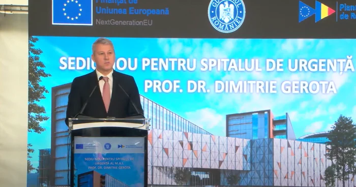Cătălin Predoiu, la începerea lucrărilor la noul sediu al Spitalului de urgență al MAI. FOTO YouTube