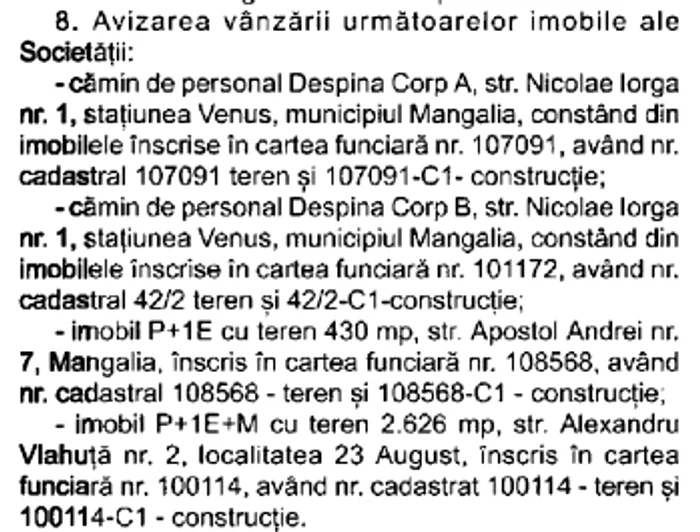 Lista imobilelor scoase la vânzare sursa: Monitorul Oficial