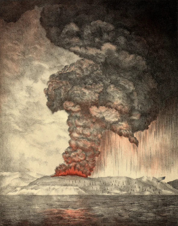 Erupția vulcanului Karaktoa, litografie