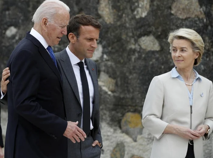 Biden, Macron și Ursula von Der Leyen, trei oameni de care depind enorm de multe. FOTO: EPA EFE