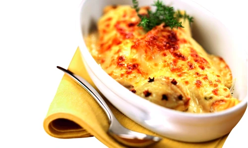 crap pe pat de cartofi si sos bechamel jpeg