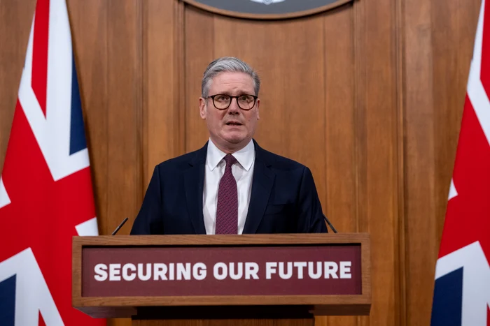Premierul britanic Keir Starmer prezintă concluziile summitului privind Ucraina FOTO EPA-EFE