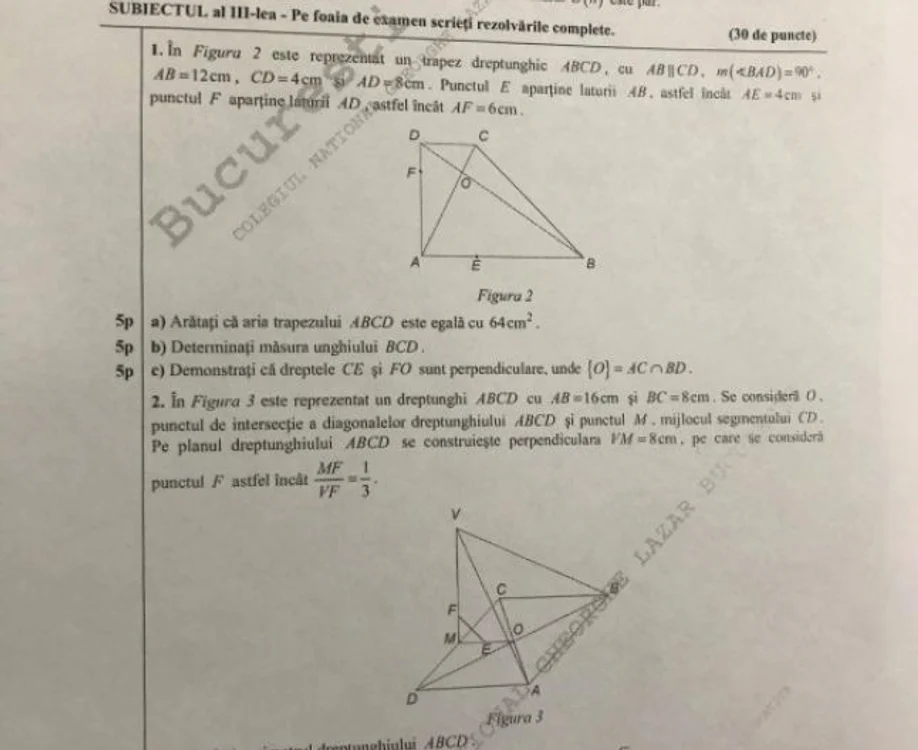 Ce subiecte la Matematică au picat elevilor de clasa a VII-a şi a VIII-a la simularea Evaluării naționale susţinută astăzi, 12 martie 2019