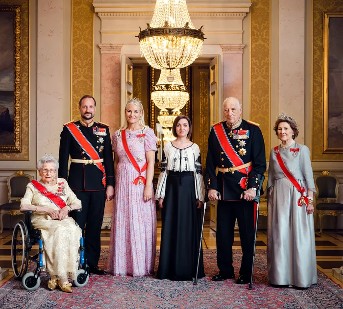 Maia Sandu, alături de Familia Regală norvegiană. FOTO: Casa Regală norvegiană