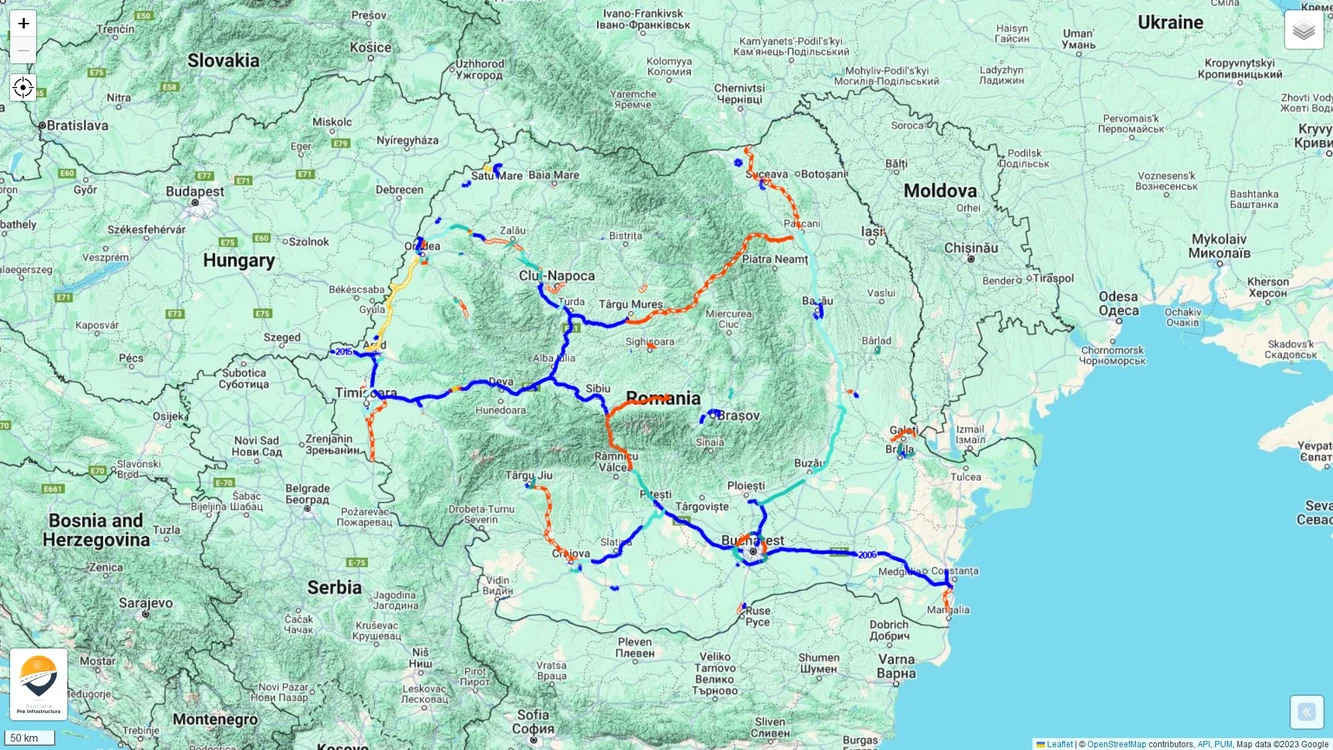 Harta marilor proiecte de infrastructură: 784 de kilometri. FOTO: API