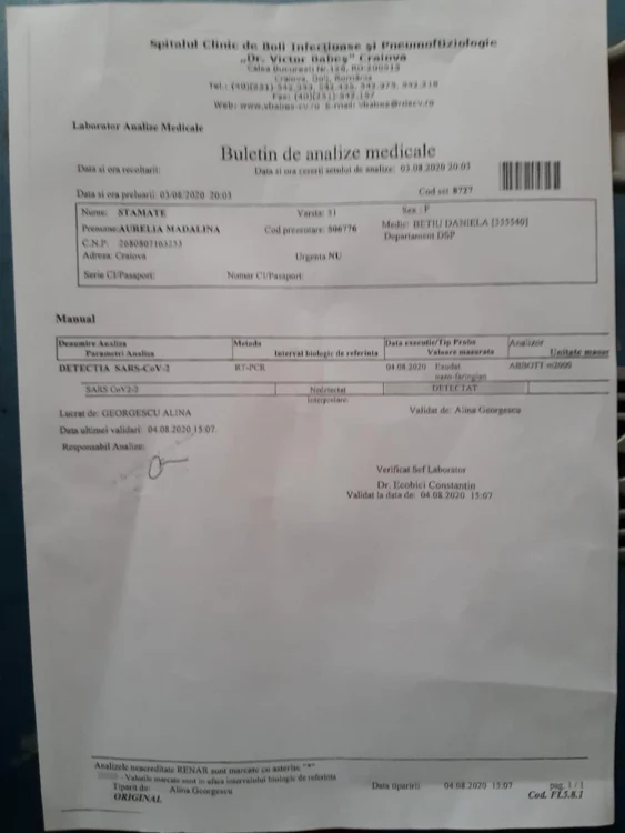 buletin de analize Craiova