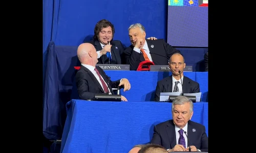 Milei si Orban la consiliul pt pace captura FB V Orban png