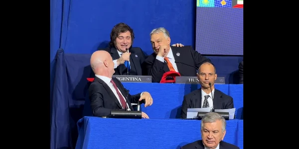 Milei si Orban la consiliul pt pace captura FB V Orban png