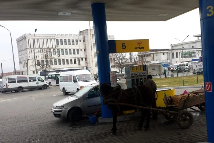 Căruţaşul din benzinărie. FOTO: Andrei Gabor.