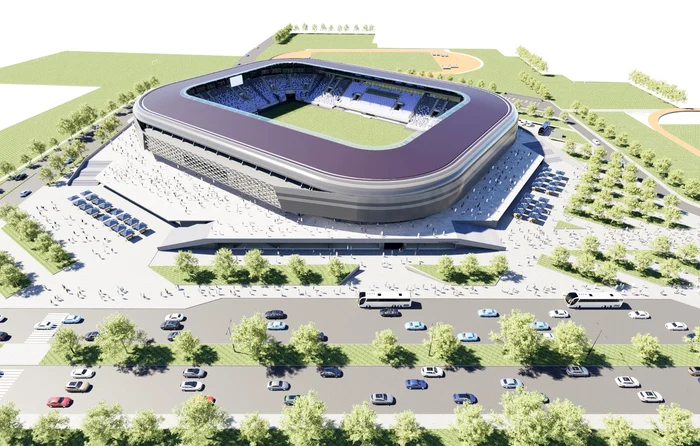 Viitorul stadion ”Nicolae Dobrin” din Pitești va avea 15.200 de locuri FOTO Primăria Pitești