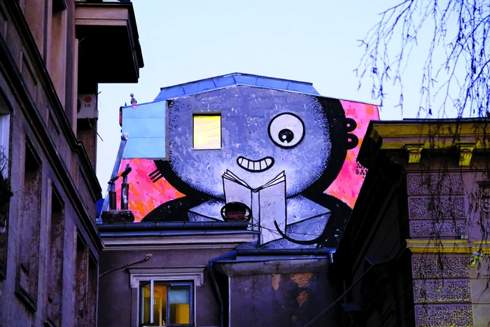 Graffiti realizat de Pisica Pătrată (numele real – Alexandru Ciubotariu)