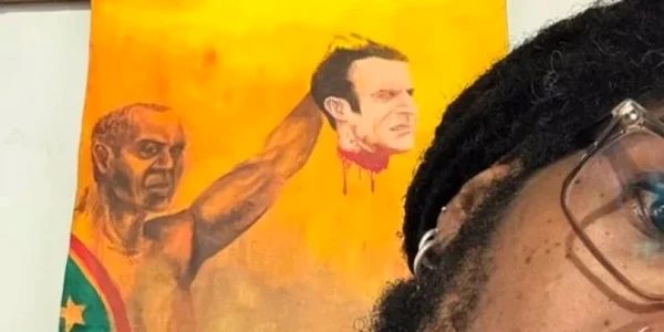 Emmanuel Macron tablou, captura video instagram Boss Blow jpg