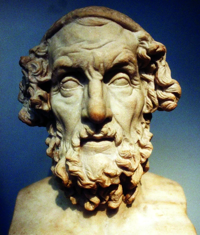 Poetul grec Homer ‒ copie romană a unui bust grecesc de sec. II î.Chr. astăzi pierdut
