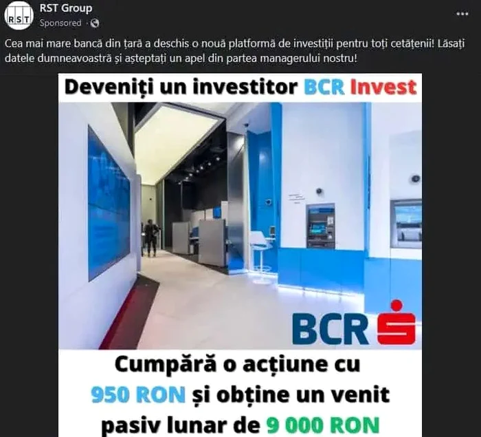 Metoda de phishing cu imaginea unei bănci comerciale FOTO DNSC