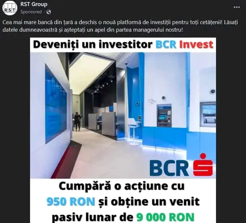 Metoda de phishing cu imaginea unei bănci comerciale FOTO DNSC