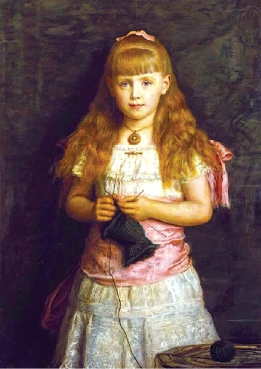 Prinţesa Maria de Edinburgh – pictură din 1882, de John Everett Millais, comandată de Regina Victoria; pânza, înfăţişând-o pe fetiţă tricotând, a fost expusă la Royal Academy în acelaşi an