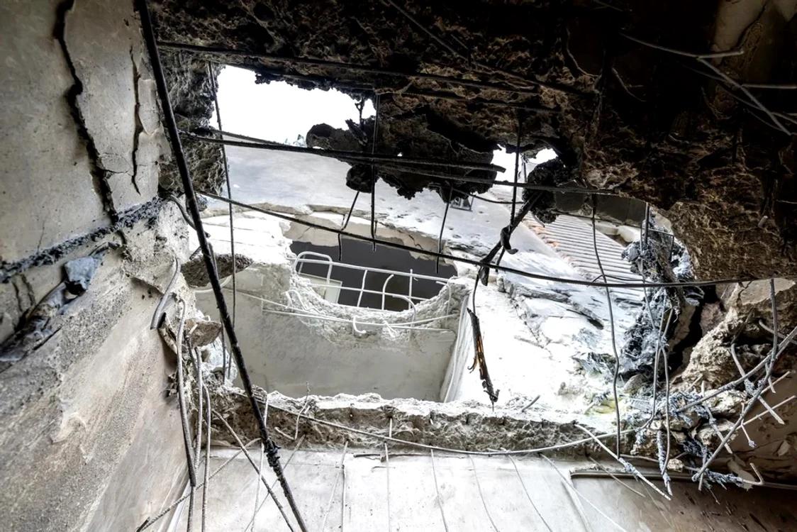 Blocul afectat de dronă din Galați Foto: ISU