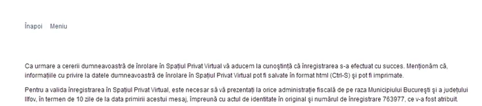 eroare aplicatie anaf spatiul privat virtual