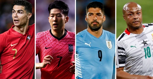 Ronaldo (Portugalia), Son Heung-min (Coreea), Luis Suarez (Uruguay) și André Ayew (Ghana)