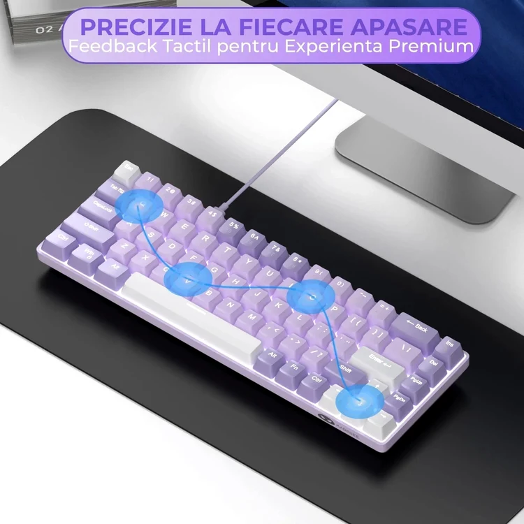 Tastatură mecanică gaming Timebox 60% iluminare RGB 68 de taste Foto Timebox ro jpg