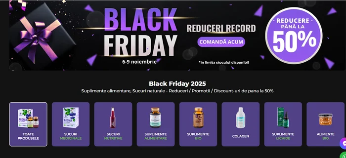 Reduceri de Black Friday la produsele naturale Aronia Charlottenburg Foto Aronia Charlottenburg